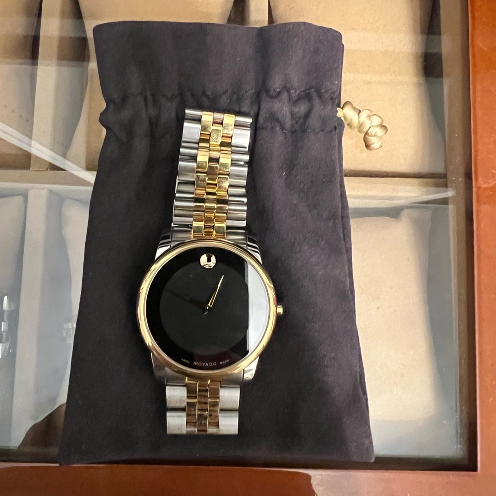 Movado Black and Gold Men's Watch